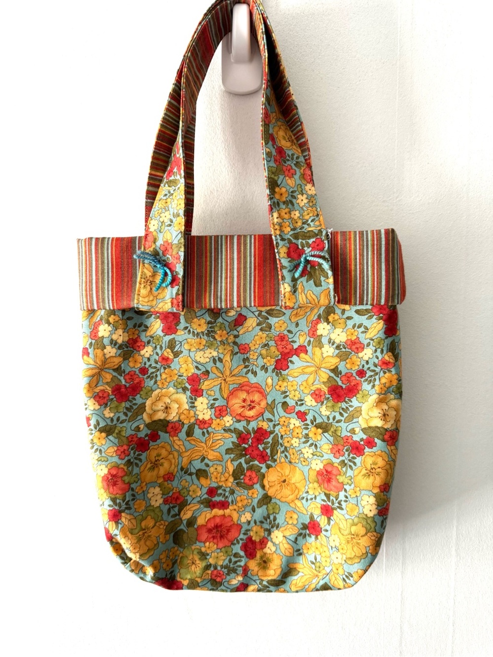 Handmade Small Floral Multicolor Canvas Tote Bag
